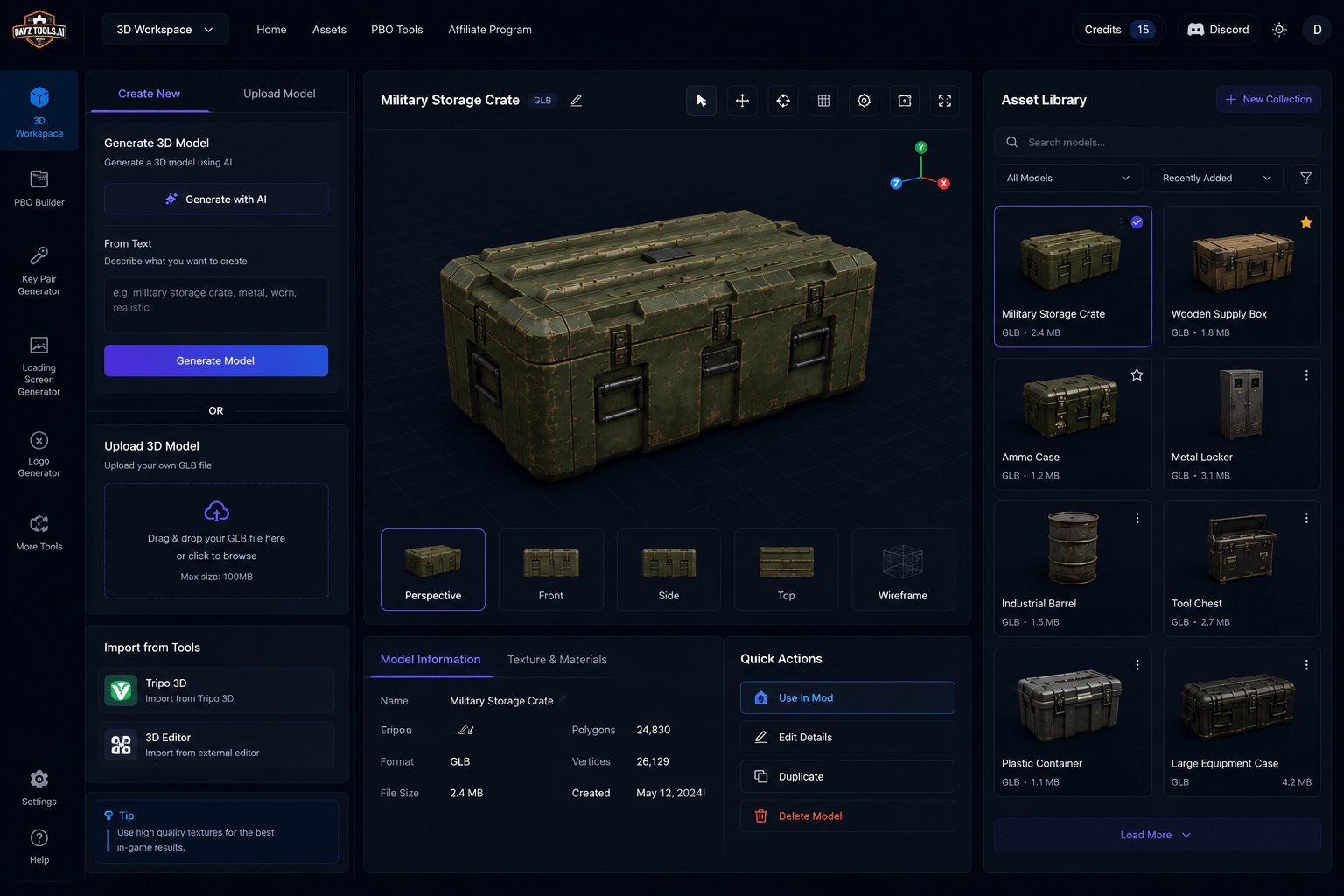 DayZTools.ai 3D Asset Builder
